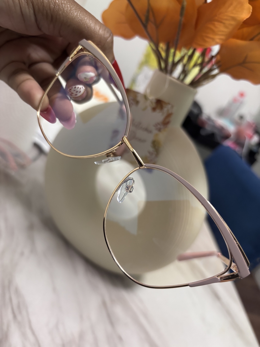 Delicate Pink Metal Frame Women's Eyeglasses - Unbranded